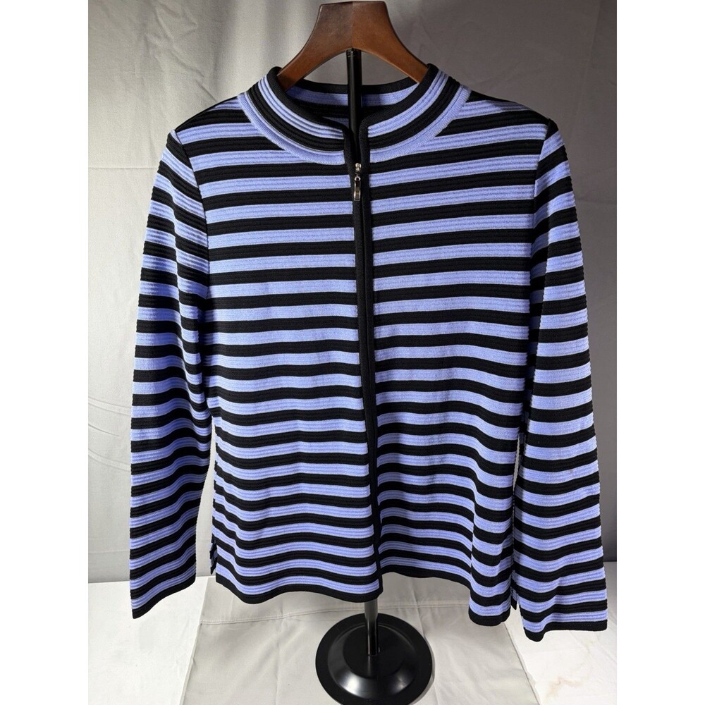 Misook Striped Full Zip Blazer Jacket Small